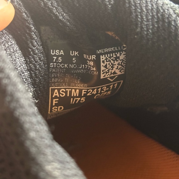 Merrell ASTM F2413-11 Black and Purple Boots 7.5 - Picture 8 of 11